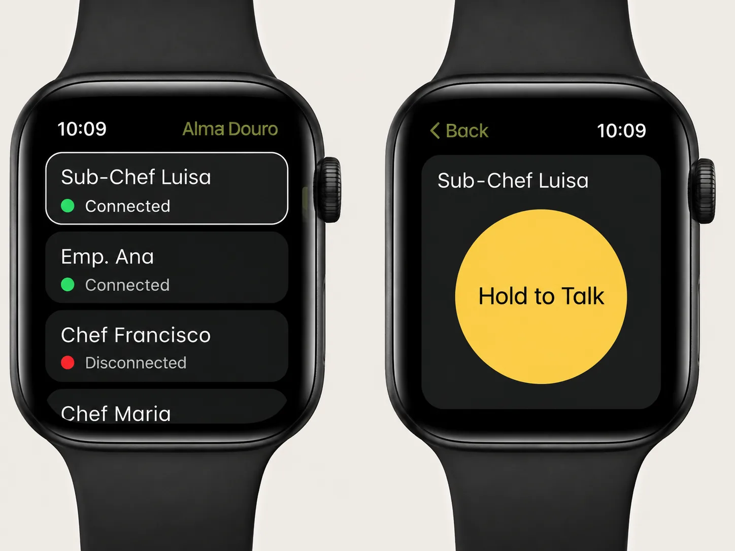 Smartwatch com estado da equipa e função de falar por voz