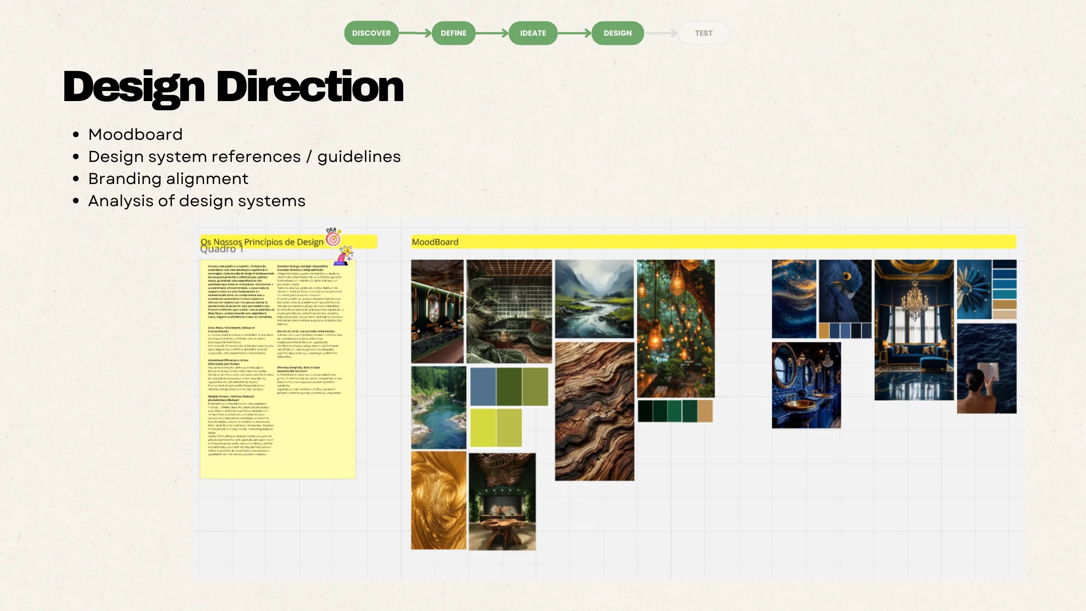 Moodboard, paletas e princípios de design
